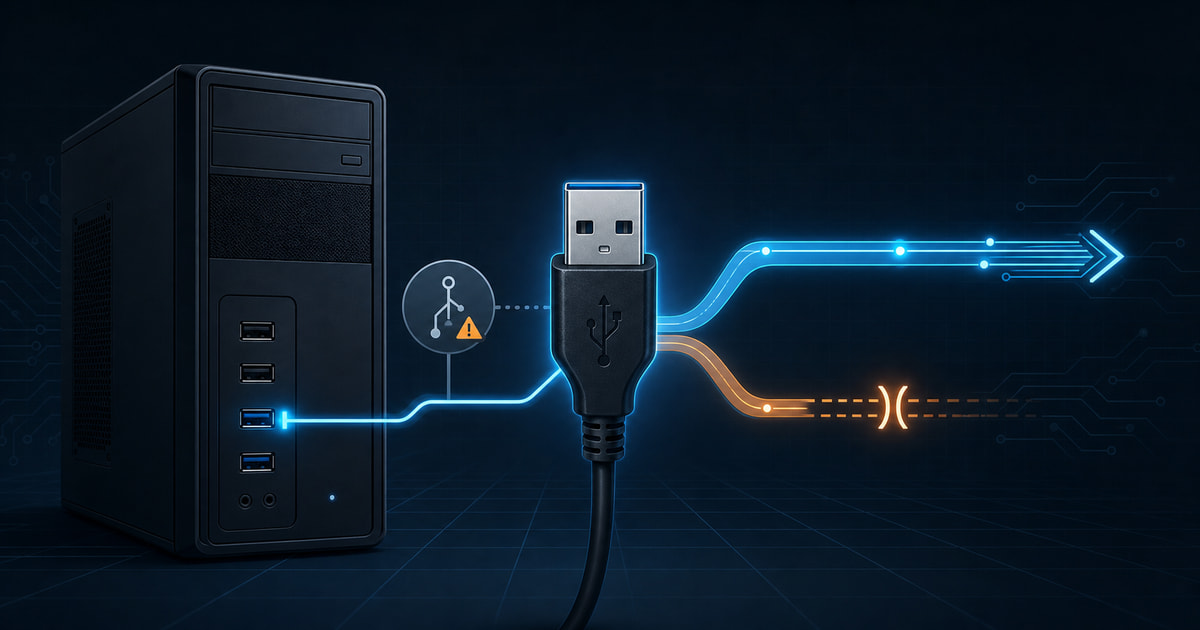 Windows USB 端口重置失败排查示意图